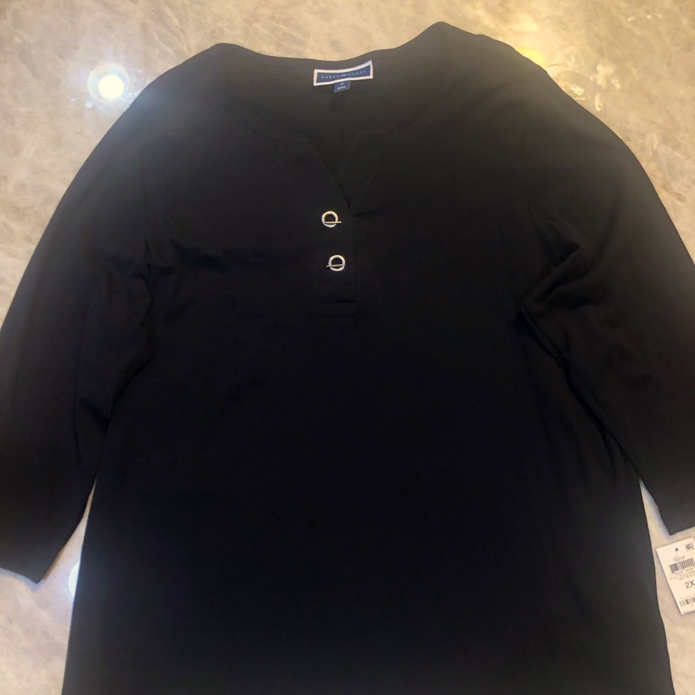 Karen Scott woman’s black cotton shirt. New.